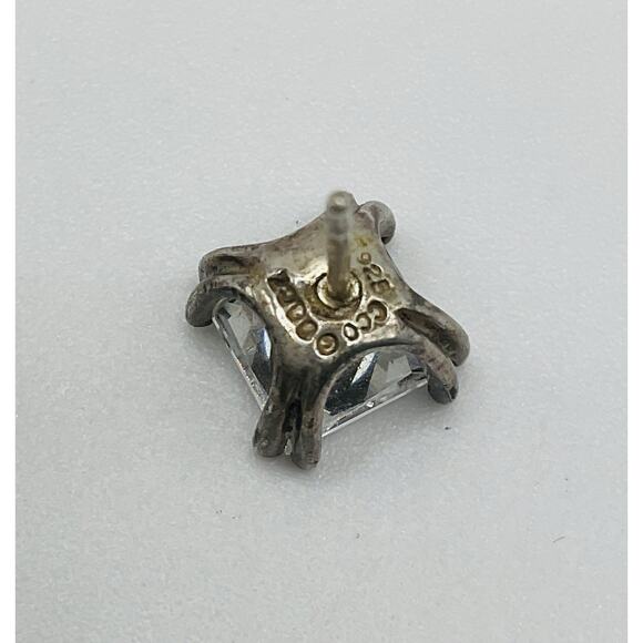 Cubic Zirconia Solitaire Earrings Sold Sterling Setting about 4 CTW Princess Cut - Picture 7 of 12